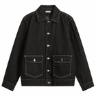 Pop Trading Company Men's Full Button Denim Jacket in Black Denim