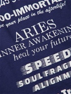 Aries - Mystic Business Logo-Print Cotton-Jersey T-Shirt - Blue