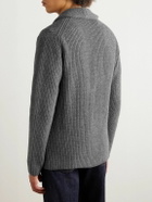Boglioli - Shawl-Collar Ribbed Wool and Cashmere-Blend Cardigan - Gray