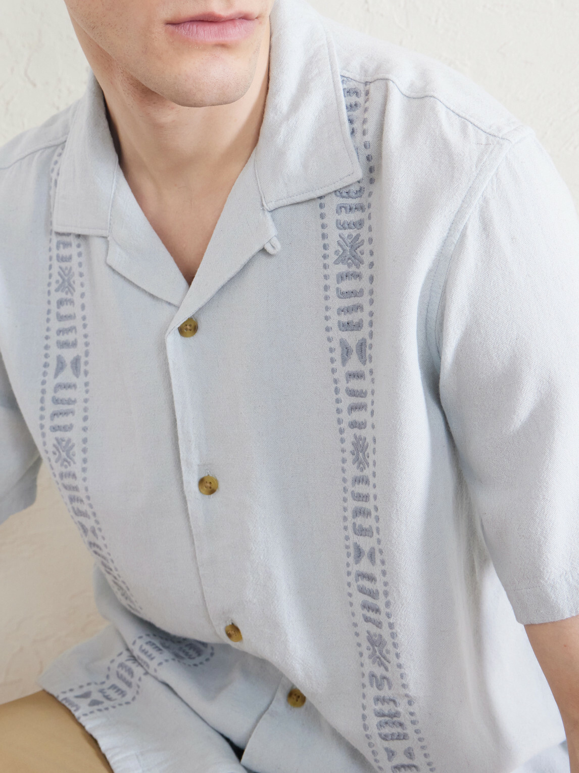 Aimé Leon Dore - Embroidered Linen-Blend Shirt - Blue