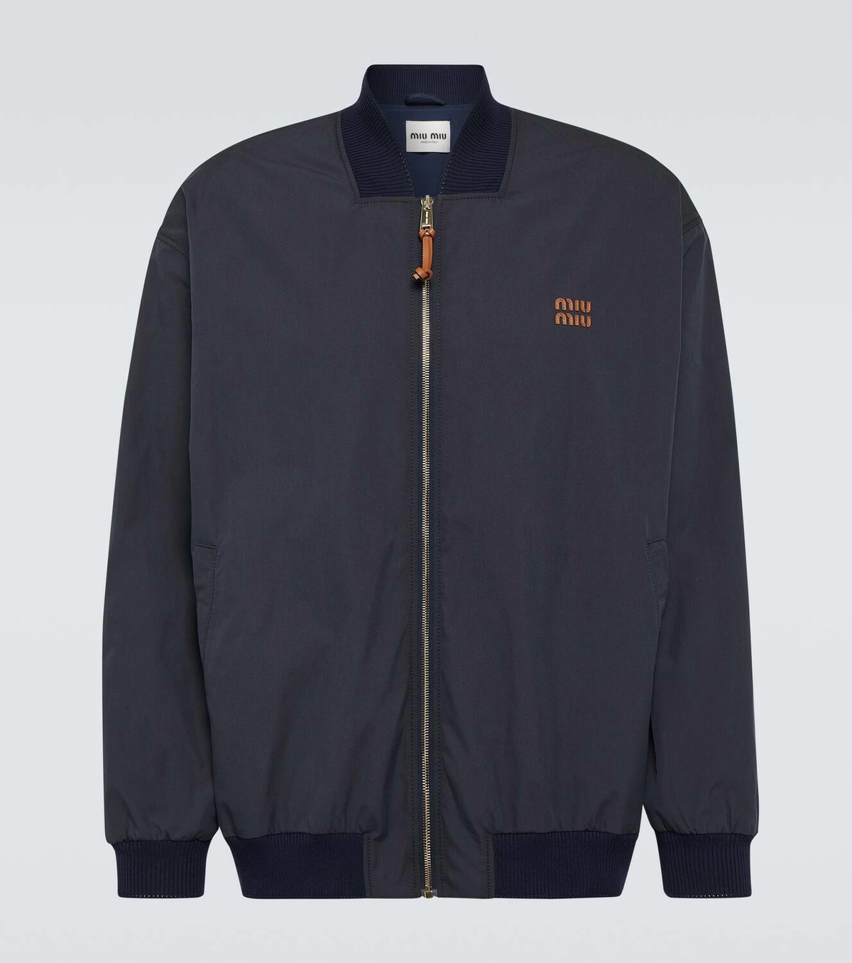 Miu Miu Logo cotton-blend bomber jacket Miu Miu
