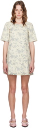 GANNI Off-White Floral Denim Minidress