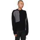 HELIOT EMIL Black and Grey Knit Deconstructed Half-Zip Sweater