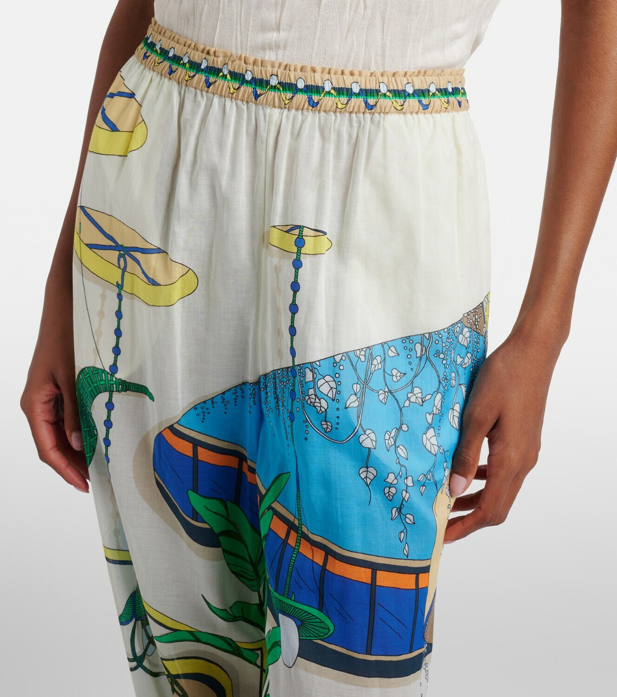 Tory Burch Printed cotton tapered pants