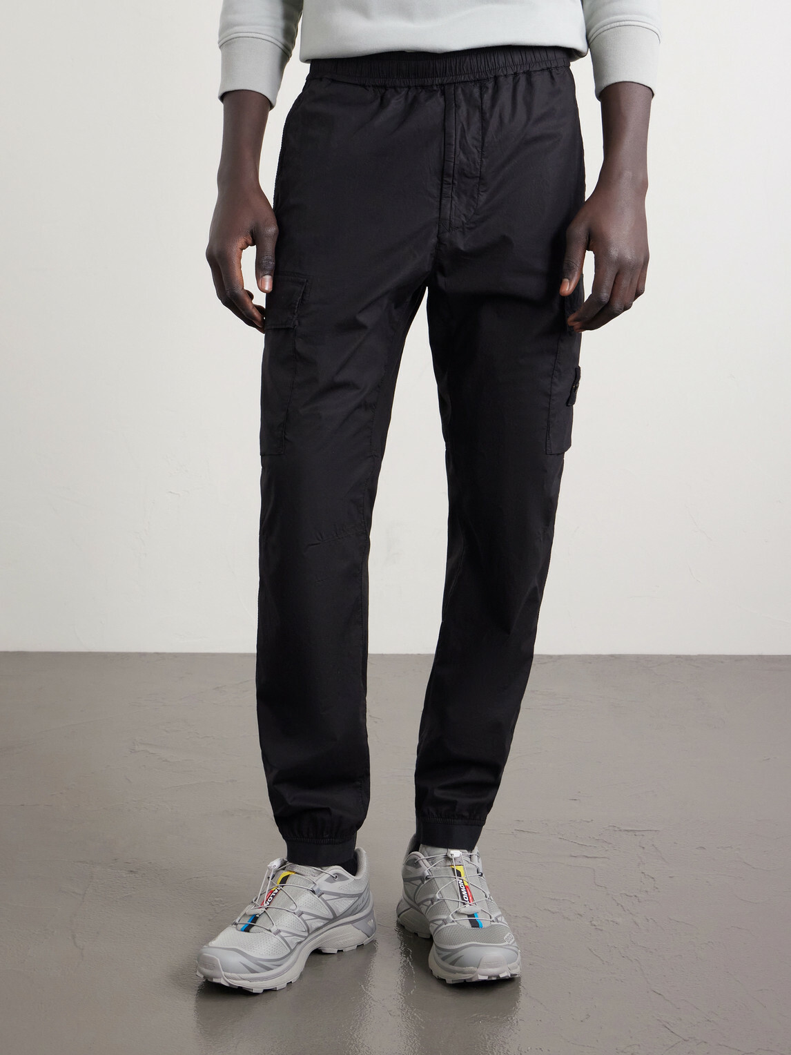 Stone Island - Tapered Stretch-Cotton Shell Cargo Trousers - Black