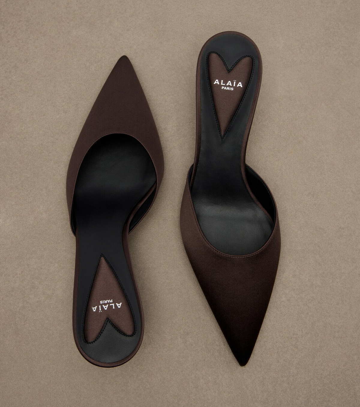 Alaïa Le Coeur satin mules