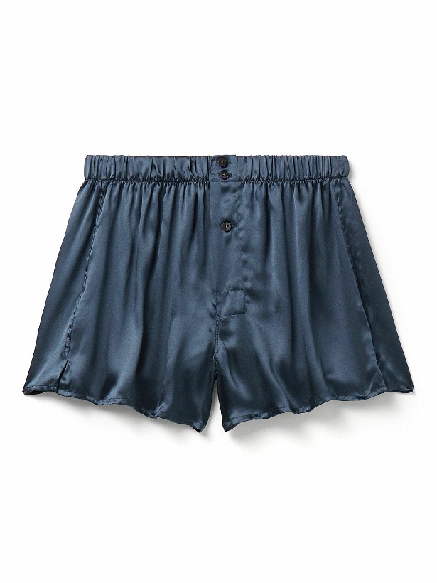 Photo: Rubinacci - Silk-Satin Boxer Shorts - Blue