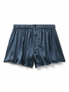 Rubinacci - Silk-Satin Boxer Shorts - Blue