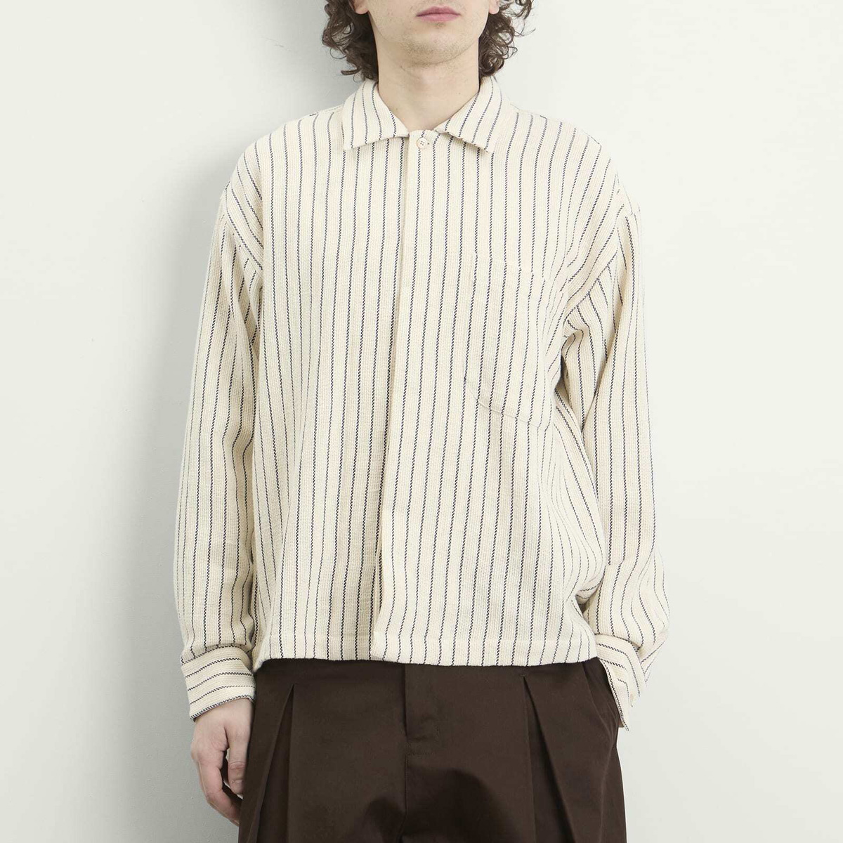 A Kind of Guise Men's Rumba Shirt in Blue Panama Stripe