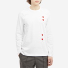 Comme des Garçons Play Men's Long Sleeve 4 Heart T-Shirt in White