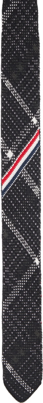 Photo: Thom Browne Black Plaid Check Silk Knit RWB Tie