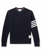 Thom Browne - Striped Ribbed Cotton-Jersey Sweatshirt - Blue