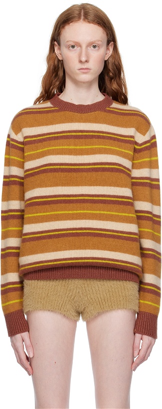 Photo: The Elder Statesman Khaki Shadow Stripe Sweater