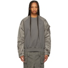 Juun.J Grey Paneled Fabric Mix Sweatshirt