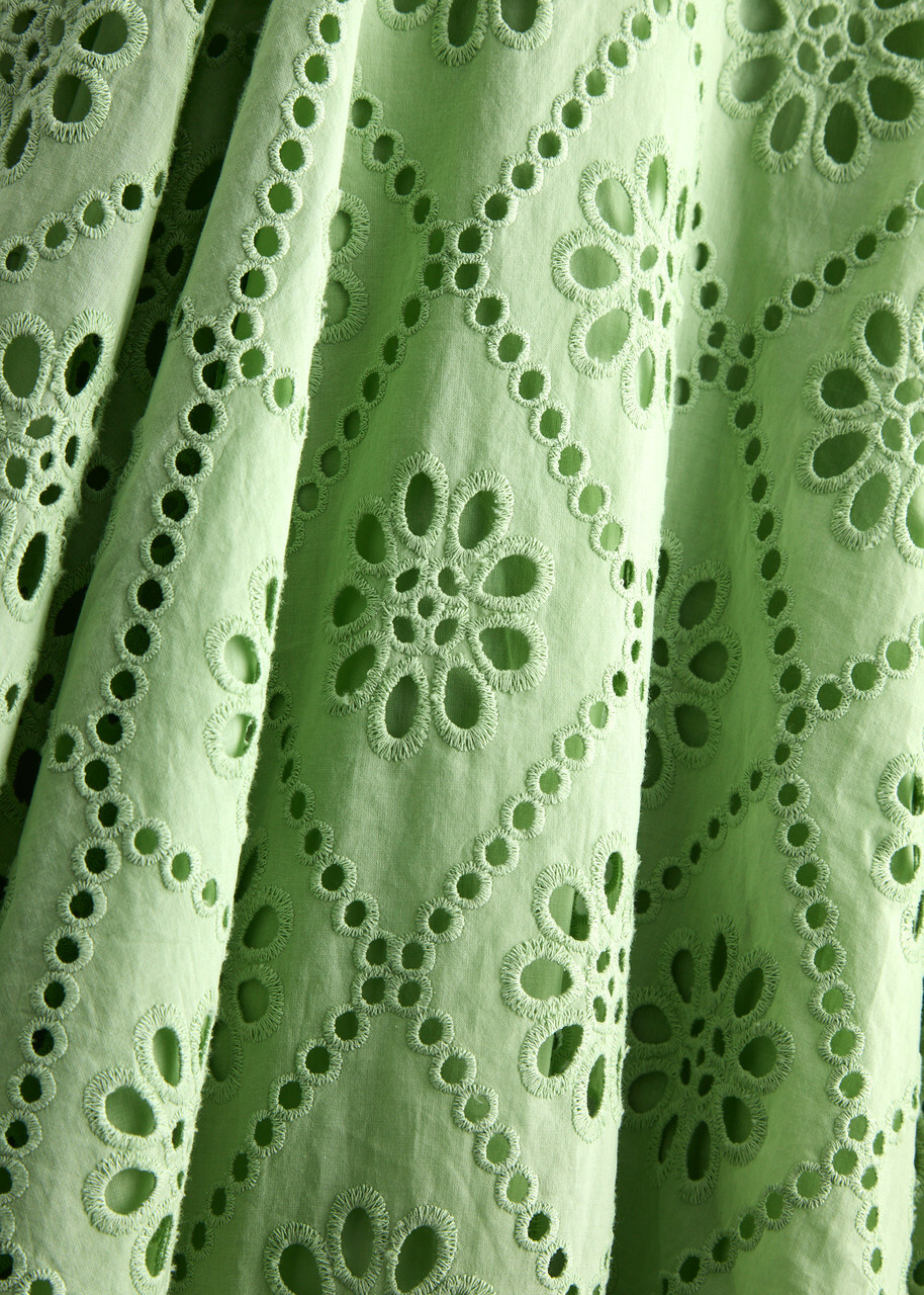 Kitri Coco Broderie Anglaise Cotton Mini Dress Light Green