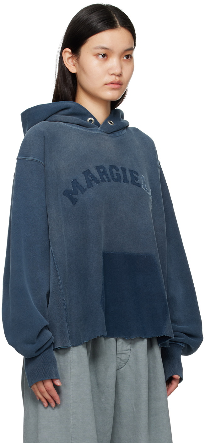 Maison Margiela Blue Raw Edge Hoodie Maison Margiela