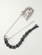 Enfants Riches Déprimés - Oversized Safety Pin Leather-Trimmed Sterling Silver Keyring