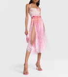 Roberta Einer Ombré leather-trimmed tassel midi skirt