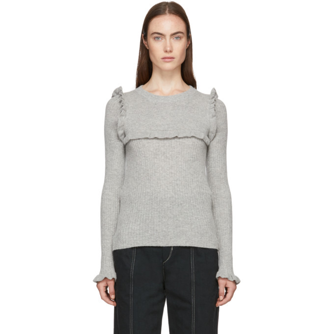 See by Chloe Grey Feminine Ruffle Sweater