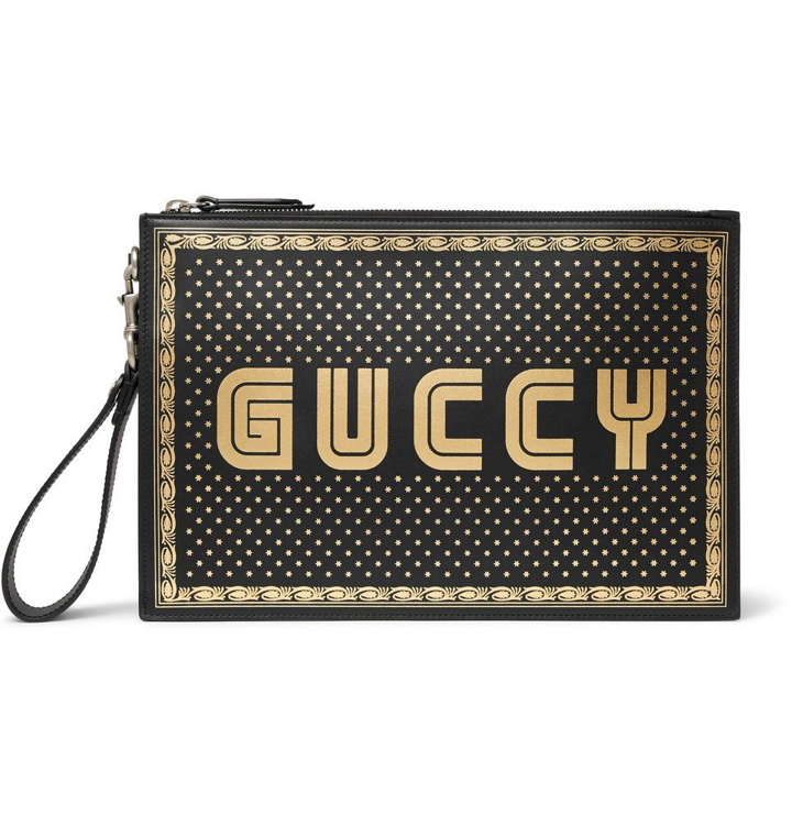 Photo: Gucci - Printed Leather Pouch - Men - Black