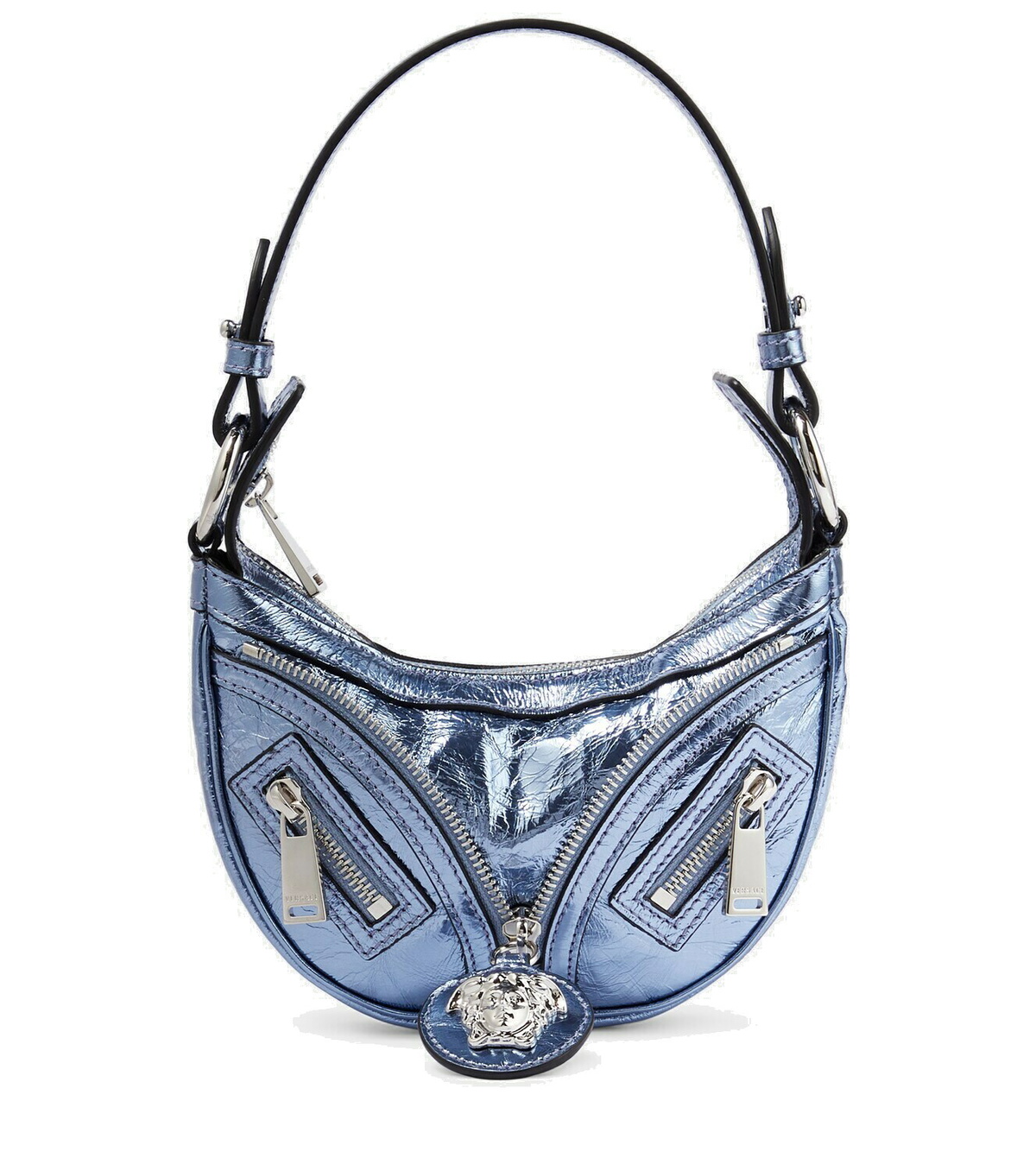 VERSACE★CARAMEL VISCOSE AND SILK BLEND REPEAT SHOULDER BAG Crystal Repeat Mini embellished leather shoulder bag in pink