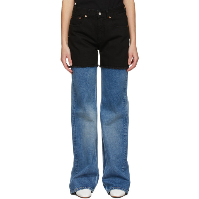 MM6 Maison Margiela Blue and Black Splice Jeans MM6 Maison Margiela