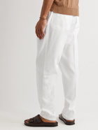Altea - Straight-Leg Cotton-Blend Drawstring Trousers - White