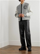 Givenchy - Logo-Appliquéd Wool-Blend and Leather Varsity Jacket - Gray