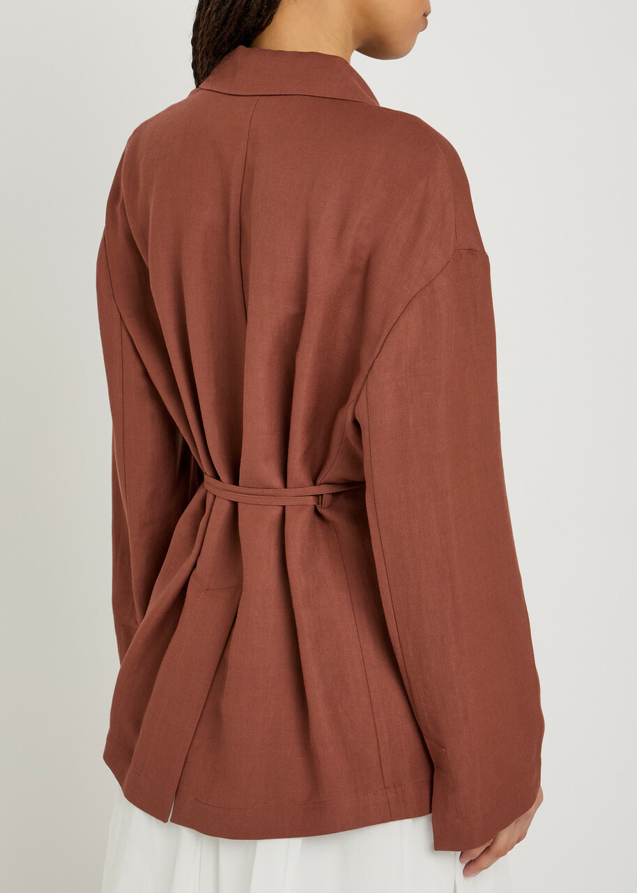 Brunello Cucinelli Tie-waist Twill Jacket Terracotta
