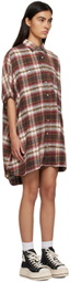 R13 Off-White & Burgundy Check Minidress
