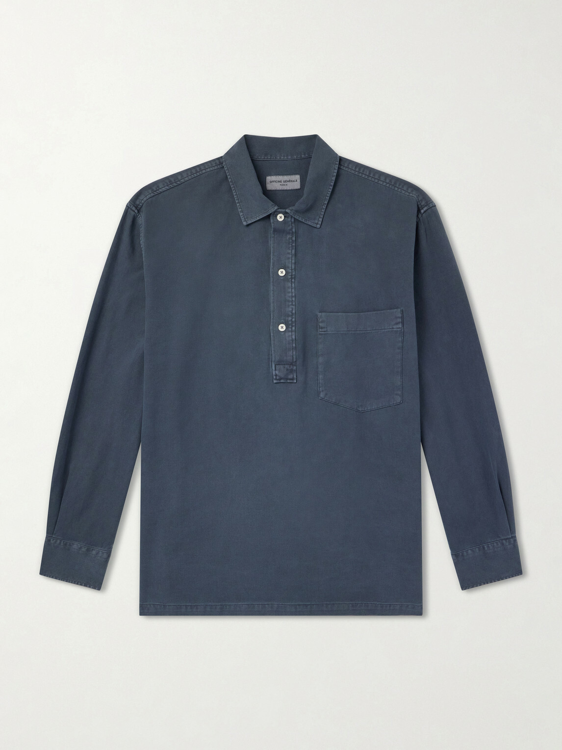 Officine Générale - Jordy Cotton-Twill Polo Shirt - Blue