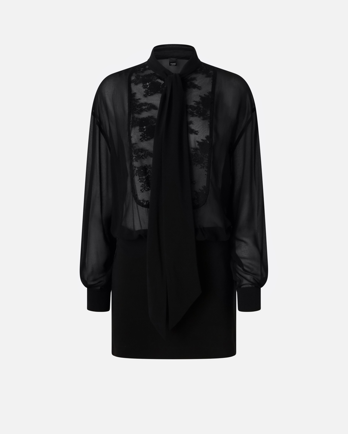 Pinko Mini Dress With Sheer Shirt And Lace Limo Black