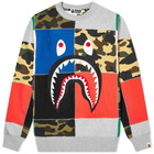 A Bathing Ape Patchwork Shark Wide Crew Sweat