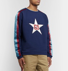 Gucci - Logo-Appliquéd Satin Twill-Trimmed Loopback Cotton-Jersey Sweatshirt - Blue