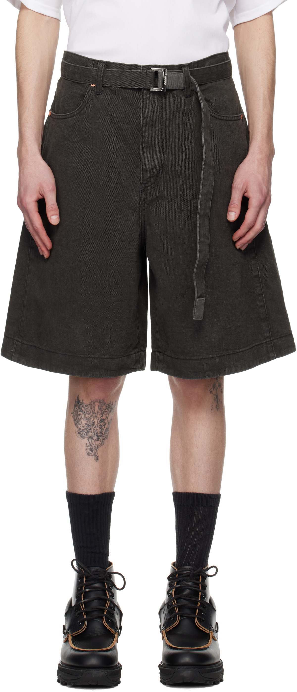■sacai■サカイ■Belted Frayed Release Hem Denim Shorts■ Sacai Belted Frayed Release Hem Cargo Denim Shorts | Nordstrom