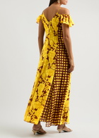 Diane Von Furstenberg Aya Printed Chiffon Maxi Dress Yellow