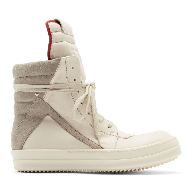 Photo: Rick Owens Off-White and Grey Geobasket Sneakers