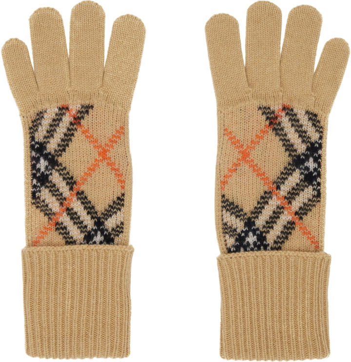 Photo: Burberry Beige Check Cashmere Blend Gloves