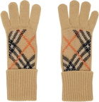 Burberry Beige Check Cashmere Blend Gloves