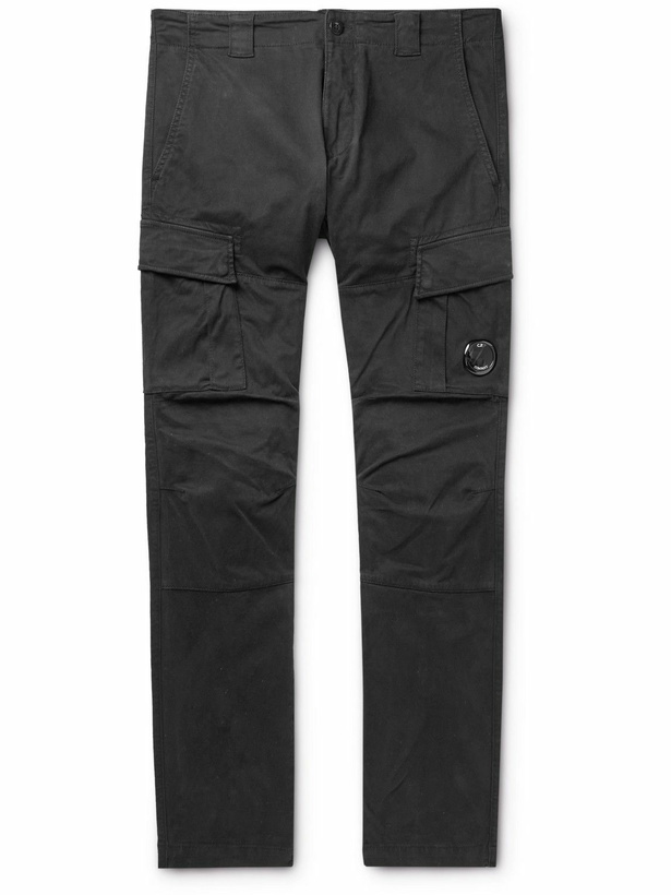 Photo: C.P. Company - Straight-Leg Logo-Appliquéd Cotton-Blend Cargo Trousers - Black