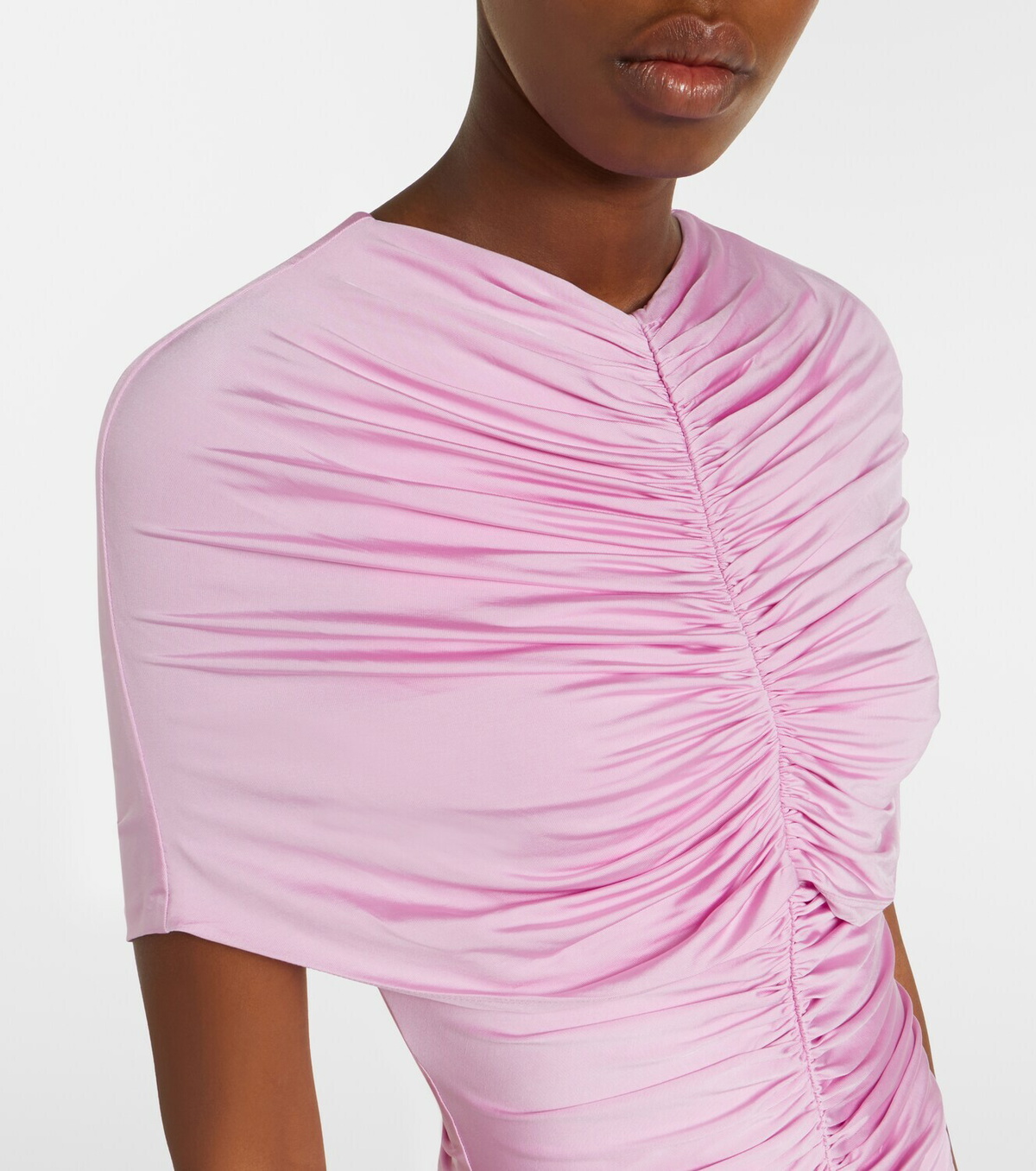 Self-Portrait Caped ruched jersey maxi dress