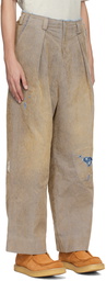 ADER error Beige Distressed Trousers