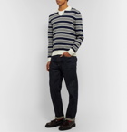 Mr P. - Striped Cotton Polo Shirt - Gray