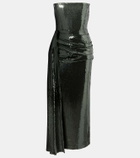 Alex Perry Draped sequined corset dress