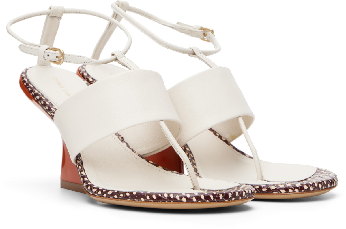 Dries Van Noten White & Orange Leather Heeled Sandals
