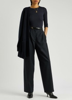 Vince Ribbed Stretch-jersey top Navy