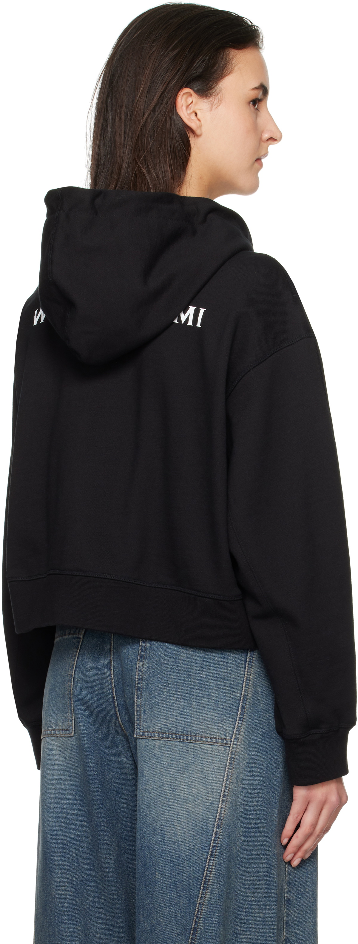 WOOYOUNGMI Black Back Logo Hooded Zip-Up Hoodie