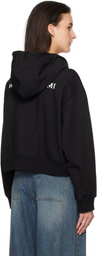 WOOYOUNGMI Black Back Logo Hooded Zip-Up Hoodie