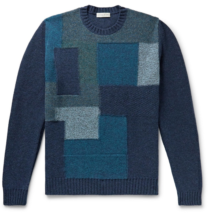 Photo: Etro - Patchwork Wool Sweater - Blue