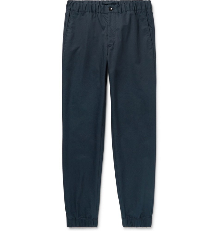 Photo: Incotex - nanamica Slim-Fit Tapered Cotton-Twill Drawstring Trousers - Storm blue